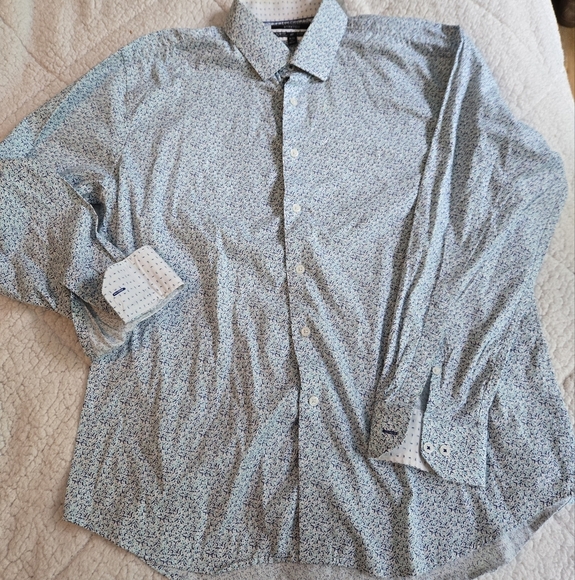 Report Collection Blue and White Patterned Shirt - Picture 1 of 3